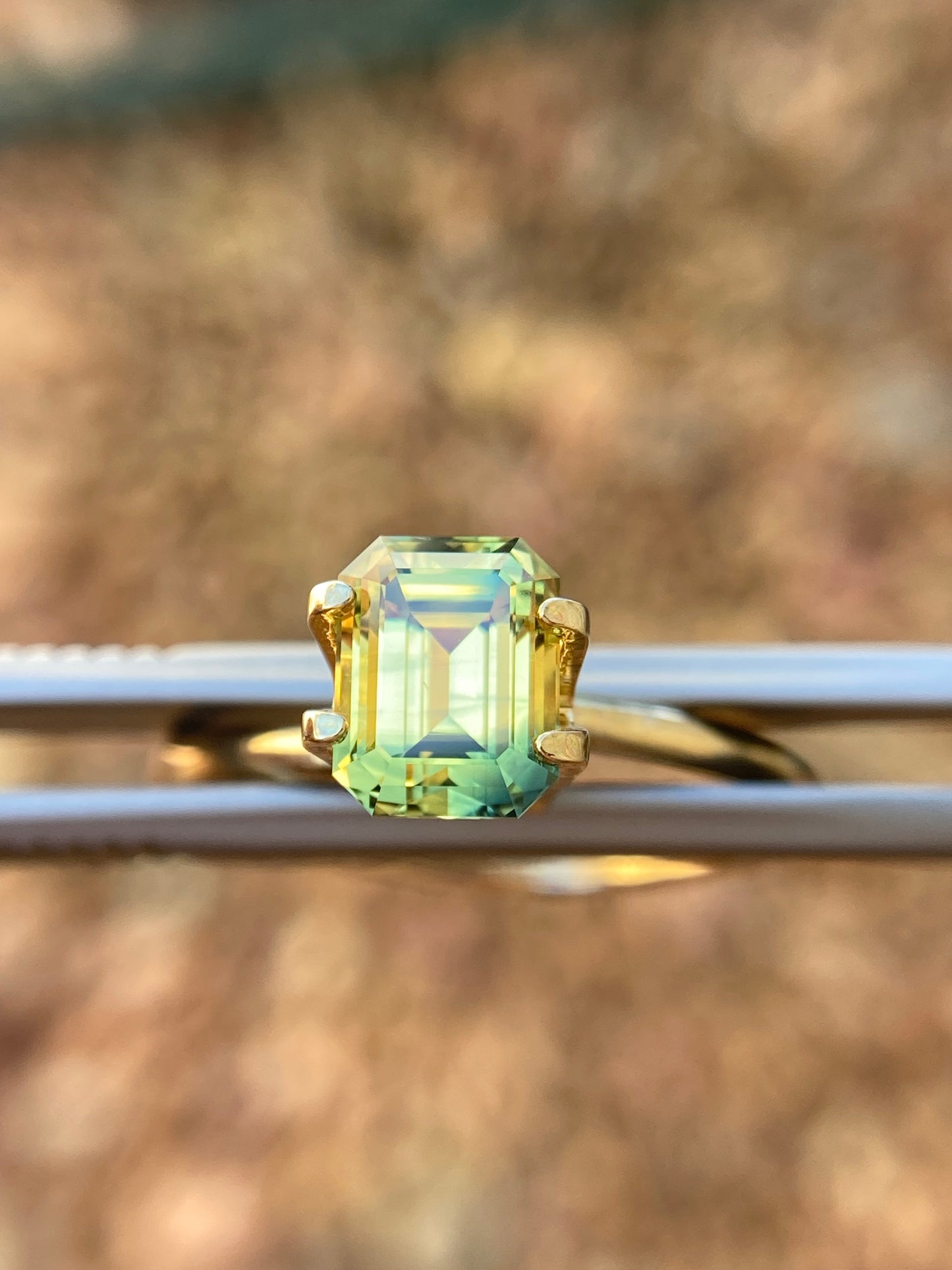 032- Australian Sapphire 2.04ct Yellow Parti EMERALD CUT engagement ring gemstone