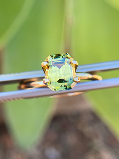 032- Australian Sapphire 2.04ct Yellow Parti EMERALD CUT engagement ring gemstone