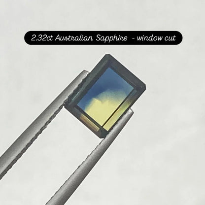2.32ct window cut bi-colour Australian Sapphire yellow blue