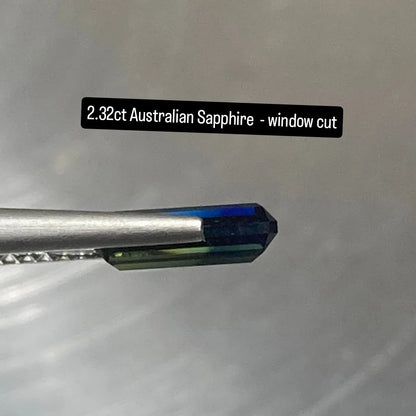 2.32ct window cut bi-colour Australian Sapphire yellow blue