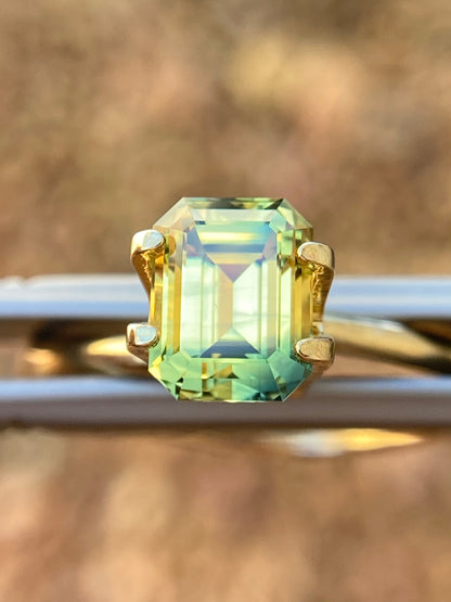 032- Australian Sapphire 2.04ct Yellow Parti EMERALD CUT engagement ring gemstone