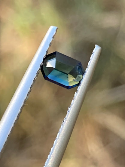 022- Blue Green Parti Australian Sapphire 0.45ct MODIFIED EMERALD CUT