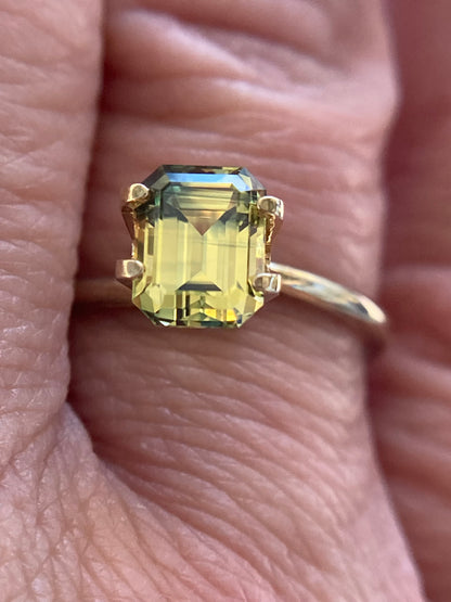 032- Australian Sapphire 2.04ct Yellow Parti EMERALD CUT engagement ring gemstone