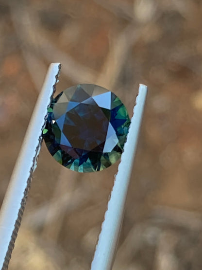 058- 1.67ct Dark Blue Australian Sapphire Round CUT Engagement stone