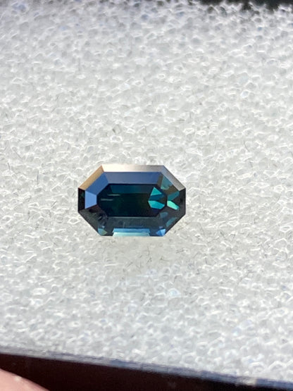 022- Blue Green Parti Australian Sapphire 0.45ct MODIFIED EMERALD CUT
