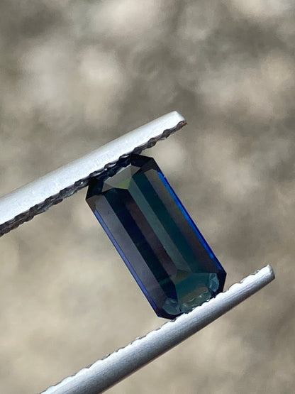 025- Dark Blue Australian Sapphire 1.49ct EMERALD CUT