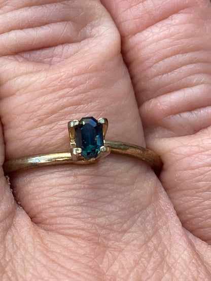 022- Blue Green Parti Australian Sapphire 0.45ct MODIFIED EMERALD CUT