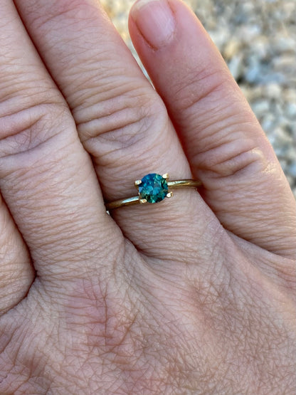 016- Australian Sapphire 0.75ct Green Blue Teal Parti ROUND CUT