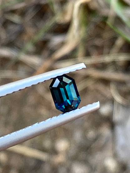 022- Blue Green Parti Australian Sapphire 0.45ct MODIFIED EMERALD CUT