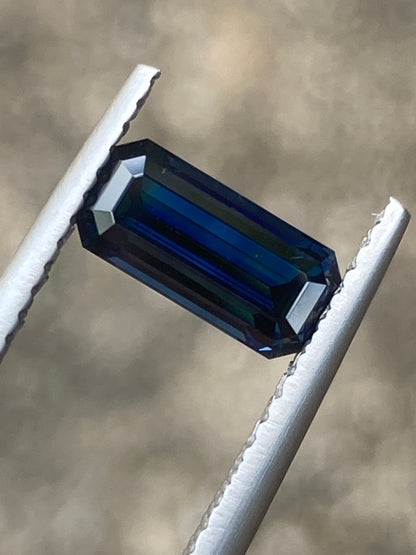 025- Dark Blue Australian Sapphire 1.49ct EMERALD CUT