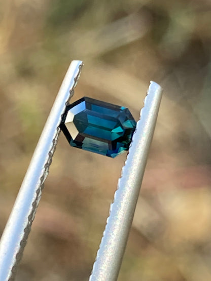 022- Blue Green Parti Australian Sapphire 0.45ct MODIFIED EMERALD CUT