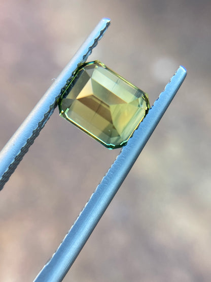 032- Australian Sapphire 2.04ct Yellow Parti EMERALD CUT engagement ring gemstone