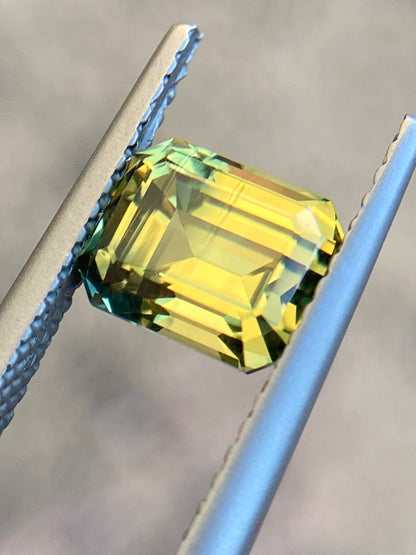 032- Australian Sapphire 2.04ct Yellow Parti EMERALD CUT engagement ring gemstone