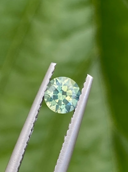 011- Silky Blue Yellow Parti Australian Sapphire 0.5ct ROUND BRILLIANT CUT