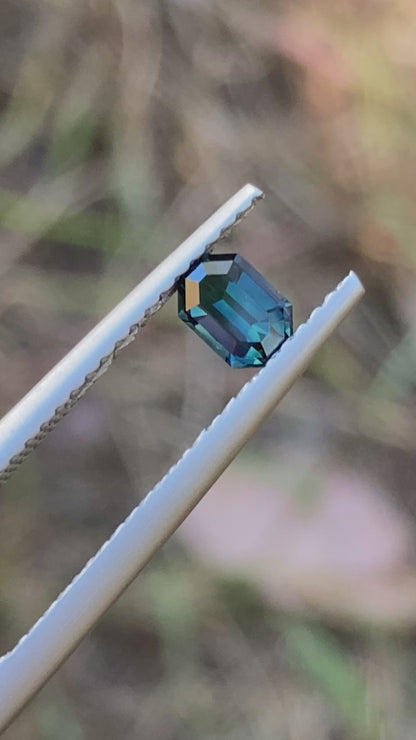 022- Blue Green Parti Australian Sapphire 0.45ct MODIFIED EMERALD CUT