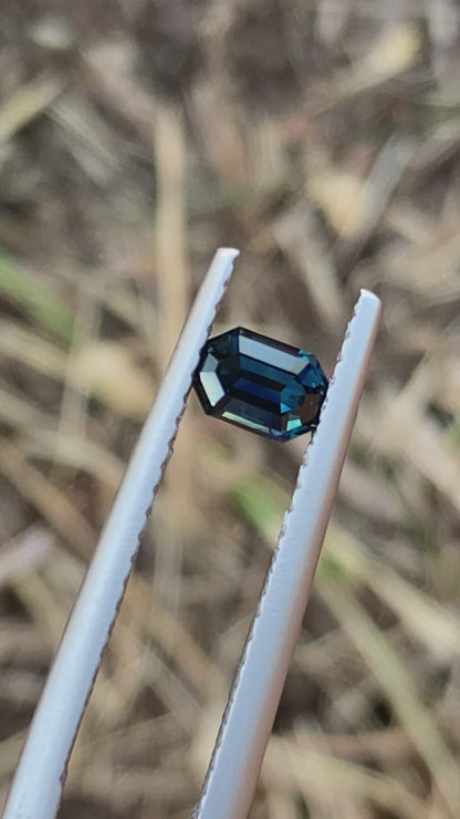 022- Blue Green Parti Australian Sapphire 0.45ct MODIFIED EMERALD CUT