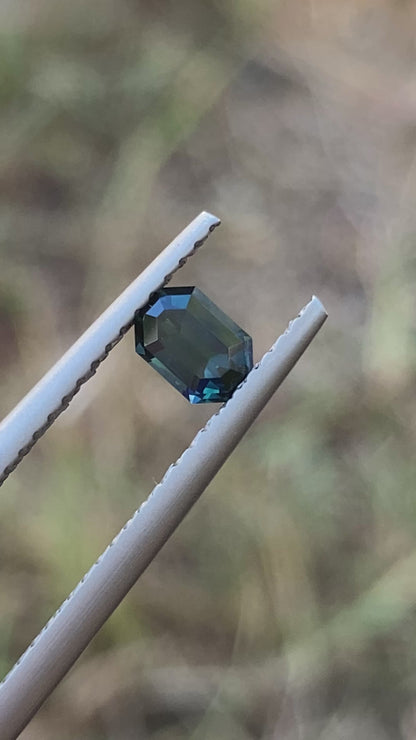 022- Blue Green Parti Australian Sapphire 0.45ct MODIFIED EMERALD CUT