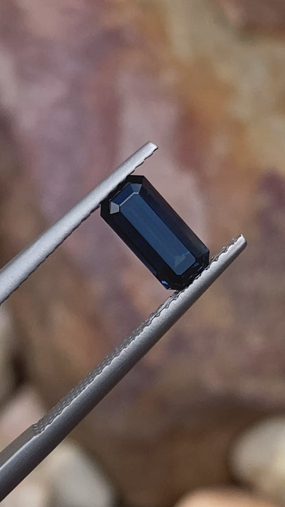 025- Dark Blue Australian Sapphire 1.49ct EMERALD CUT