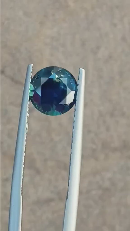 046- 1.92ct Australian Sapphire Blue Yellow Parti ROUND CUT