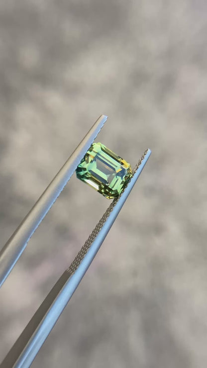 032- Australian Sapphire 2.04ct Yellow Parti EMERALD CUT engagement ring gemstone