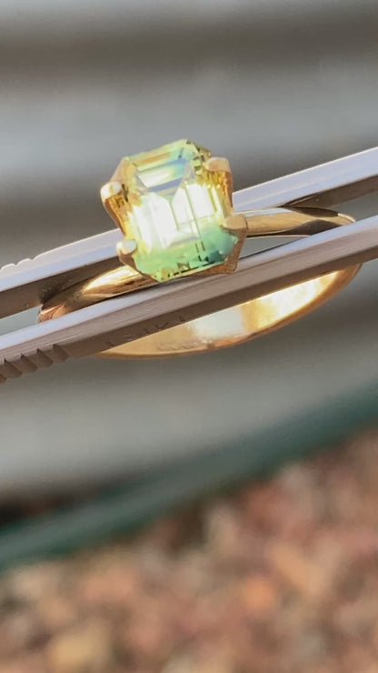 032- Australian Sapphire 2.04ct Yellow Parti EMERALD CUT engagement ring gemstone