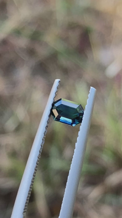 022- Blue Green Parti Australian Sapphire 0.45ct MODIFIED EMERALD CUT